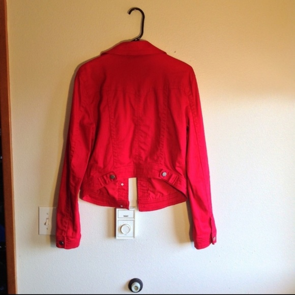 Red Cropped Jean Jacket - Picture 2 of 2
